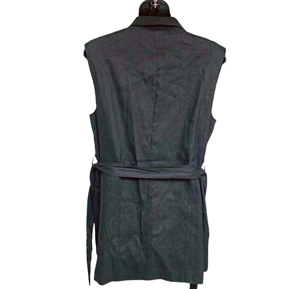 Jason Wu Black Linen Blend Double Breasted Peak Lapel‎ Blazer Dress - Picture 9 of 11